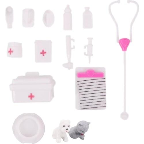 Kids Toys Doll Accessories For Barbie Doctor Kits Tools Gift For Girl Children' Game Best DIY Birthday Party Present Dog Pet