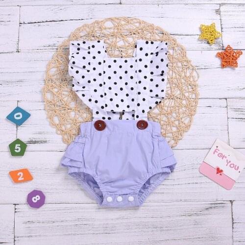 OKLADY 2019 Summer Baby Girls Romper Polka Dot Button Toddler Girl Clothes Children Outfit for 0-2T Girls