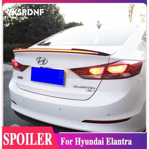 For Hyundai Elantra Spoiler 2016 2017 2018 2019 high quality ABS gloss black car tail trim rear trunk spoiler wing with Led