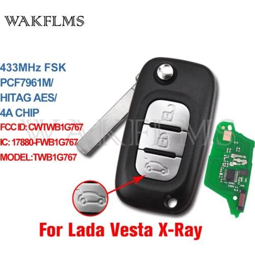 For LADA Vesta XRAY X-RAY 2015 2016 2017 2018 2019 2020 433MHz PCF7961M Flip Remote Car Key Fob TWB1G767