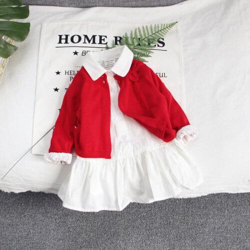 Baby Dress New Childrens Clothing Little Girl Long-Sleeved Skirt Childrens Cotton White Shirt Top For Kids 0-6 Years