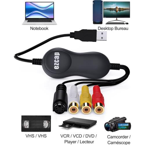 EzCAP159 USB 2.0 Audio Video Capture Card, Convert Analog Video Audio To Digital for Windows & Mac OS 10.14 Win10 64bit or Later