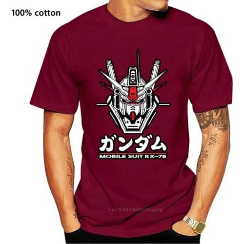 RX 78 Gundam Tops Tees Men Awesome Tshirt Male Cotton Black T Shirt Gundam T-shirt Japan Harajuku Street Clothes Geek RX-78 Suit
