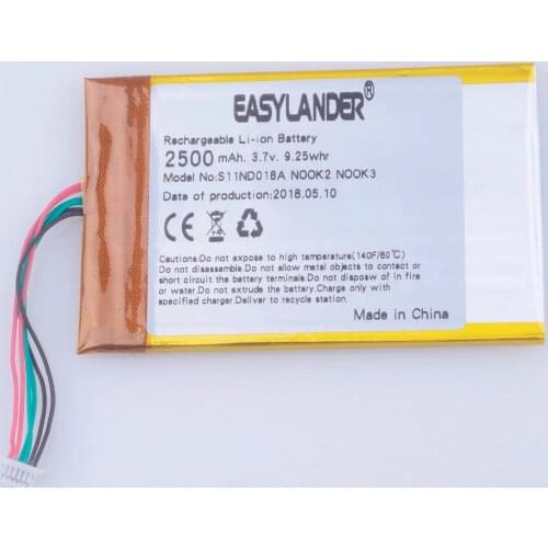 3.7V 2500mAh li Polymer Rechargeable Battery For MLP305787 Nook Simple Touch 6" S11ND018A onyx boox Newton NOOK2 nook3