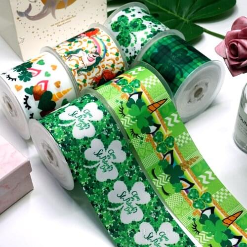 St. Patrick DIY Handmade Materials Printed Grosgrain Ribbon 50 Yard Per Size 27265