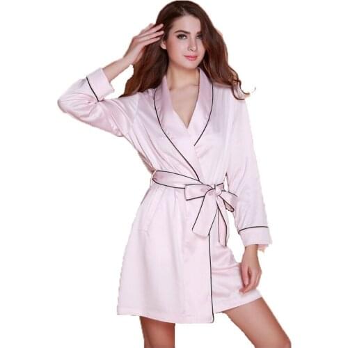 Fashion Womens 2016 New Arrival Silk Robes Pijamas With Waistband Bathrobes High Quality MINI Length Sleepwear Hot Sale Gifts