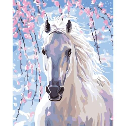 Frame Horse Animals DIY Painting By Numbers Modern Wall Art Picture Painting Calligraphy for Home Decor 40x50cm Arts