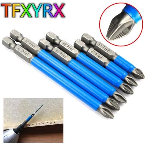 10pcs 25-150mm 1/4 Inch Hex Shank Magnetic Drill Bit Set PH2 Electric Screwdriver Bits Exactness Cross Non-slip Head Tools