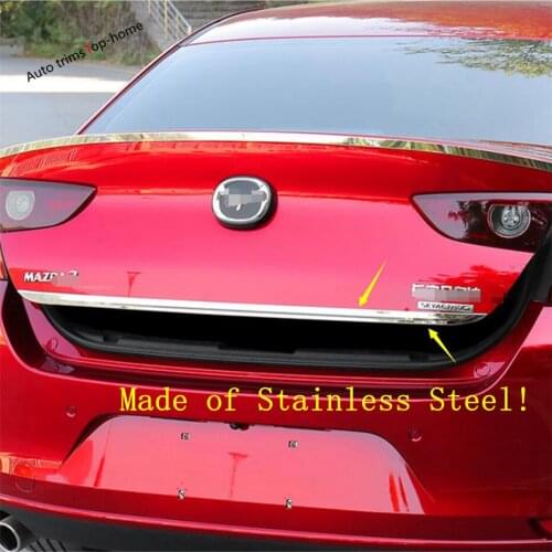 Yimaautotrims Tailgate Door Handle Strip Accent Garnish Styling Chrome Rear Trunk Tail Gate Cover For Mazda 3 2019 2020 2021
