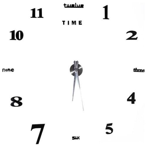 Wall Sticker Wall Clock Digital Clock Wall Decoration 3D DIY Wall Clock for Home ,Office,Living Room,Black