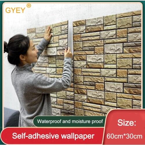Retro Rock 3D Stereo Wall Stickers Self-adhesive Wallpaper Waterproof Soundproof TV Background Wall Living Room Renovation 60*30
