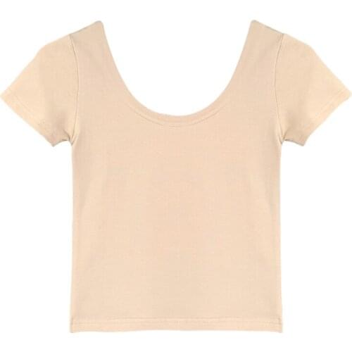 2021 summer new lady fried chicken sexy leaking belly button practical white low-cut U-neck short-sleeved t-shirt top