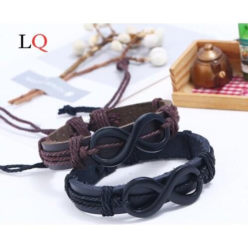 New Arrived Fashion Charm Leather Mens Bracelets Popular Boys Alloy Bangle DIY Handmade Bracelets Bracelet for Women Men Gifts