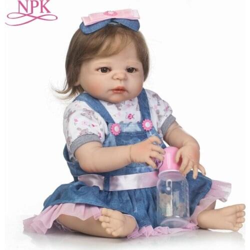 NPK 22"55cm Bebes reborn full silicone reborn baby girl dolls toys child bathe toys bonecas Girls Birthday Christmas Gift