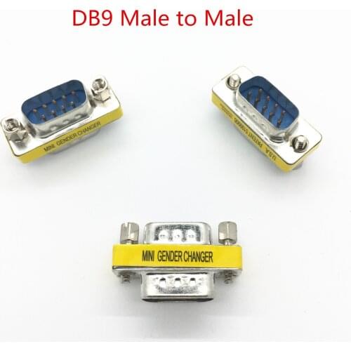 Free Delivery DB9 VGA 9 Pin DB9 Male To Male Mini Gender Changer Convertor Adapter Connector