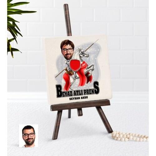 Personalized White Mounted Prince Caricature Of Şovaleli Natural Taş-2 Reliable Modern Simple Gift Special Design Good Quality Surprise moment