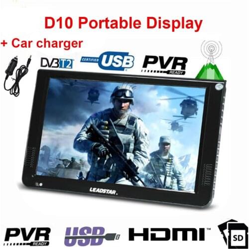 LEADSTAR D10 LED TV 10.2 inch Portable Display digital player DVB-T2 ATSC Portable TV USB TF Card HDMI-Compatible Car charger