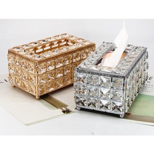 Europe Style Crystal Facial Tissue Box Holder Crystal Cube Napkin Dispenser Bedroom Office Hotel Cafe Coffee House Bar