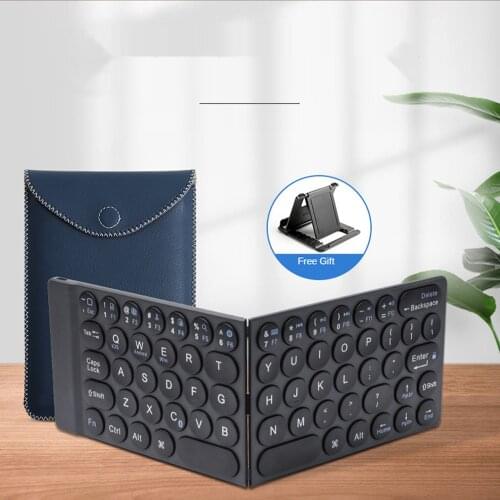Jelly Comb Folding Wireless Keyboard Bluetooth for iPad Phone TV Gaming Keyboard Rechargeable Roud Keycaps Free Holder PU Bag