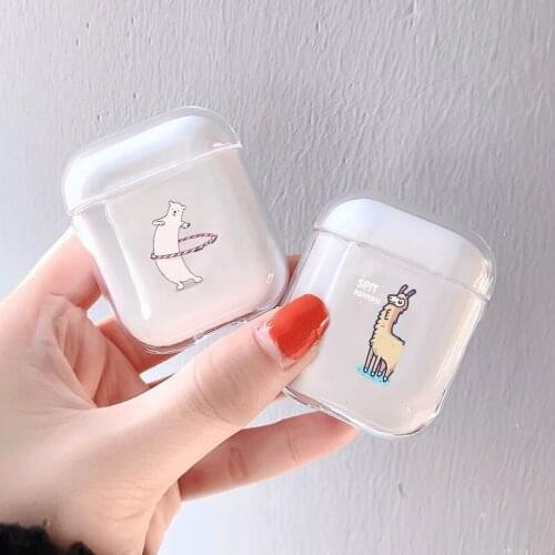LAUGH LIFE Transparent Hard Luxury Earphone Case For Airpods Cases Cute Fun Grass Mud Horse Clear For Apple Airpods Case Cover