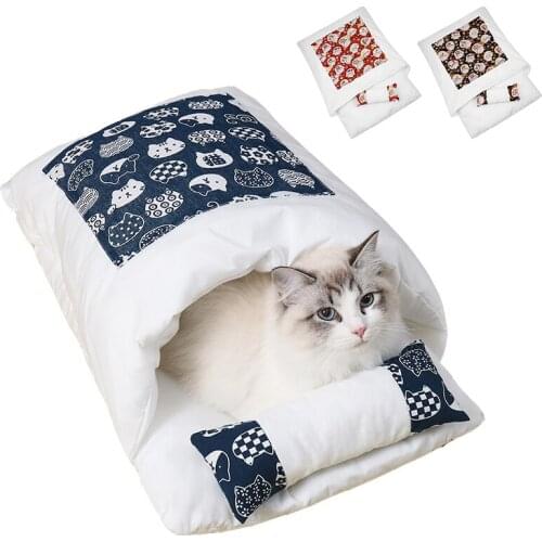 Cat Sleeping Bag Self Warming Cat Beds for Indoor Cats Cute Soft Fluffy Cat Bed Mat Washable Kitten Bed for Puppy Small Dogs