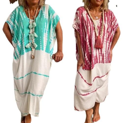 Loose Color Contrast Bikini Cover-ups Tunic Sexy Striped Summer Beach Dress Elegant Women Beach Wear Swim Suit Cover Up