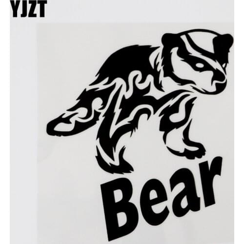 YJZT 10.3CMX12.3CM Cartoon Cute Animal Bear Vinyl Car Sticker Black/Silver Decal 8C-0168