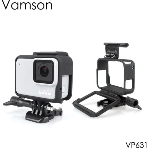 Vamson for Gopro Accessories Protective Frame Case Border Cover Housing Mount Hero7 6 5 Black 7 Silver/White VP631