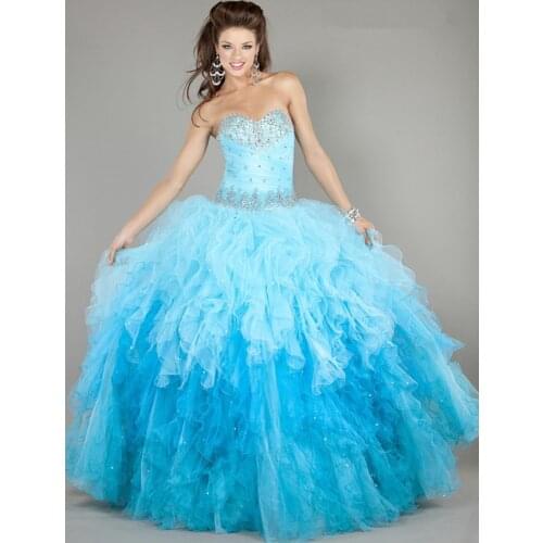 Free shipping 2020 beading crystal Brand New Blue Prom Ball Gown Formal Party Evening Quinceanera mother of the bride dresses