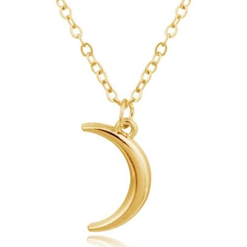 Dayoff 1PC Gold Color Crescent Moon Long Pendant Necklaces Women Chains Necklace Vintage Female Simple Link Chain Girlfriend N20