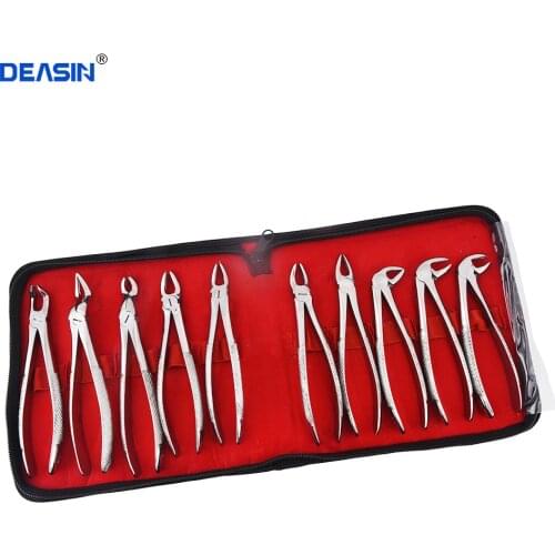 10pcs/set Tooth Extracting Forceps Dental Pliers for Dentist with Tool kit Dental Surgical Extraction Instrument Adults