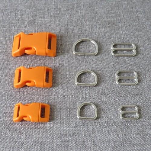 100Sets/Lot Wholesale Metal D Ring Hardware Plastic Buckles Webbing Straps Belt Slider For Pet Dog Collar Harness Accessory