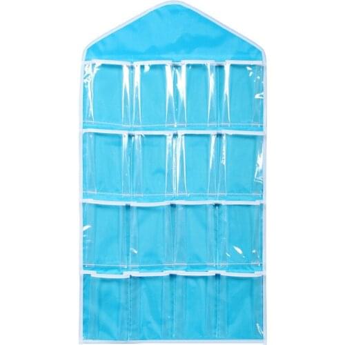 16 Grid Hanging Bag Bedroom Wall Door Closet Kitchen Bathroom Organizer Bag Cosmetic Jewelry Transparent Home Storage Pockets