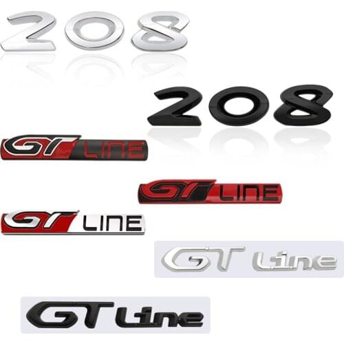 3D Metal Sticker GT LINE GT Emblem Decoration Rear Trunk stickers For Peugeot 208 GTI Car Styling