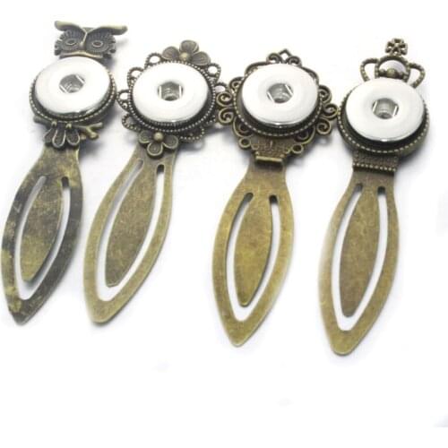 4 styles Metal Owl Bookmarks Snap Button Jewelry Fit 18mm 20mm Boom Life