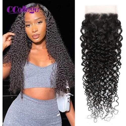 4x4 Lace Closure Only Remy 100% Human Hair Melt Skins Transparent Lace Closure Kinky Curly Lace Closure Brazilian Human Hair