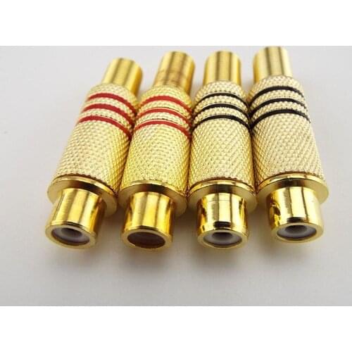 6pcs/lot Gold Plated RCA Female Connector Plug Audio Video Jack Adapter Connectors Solder Type for RCA Cable