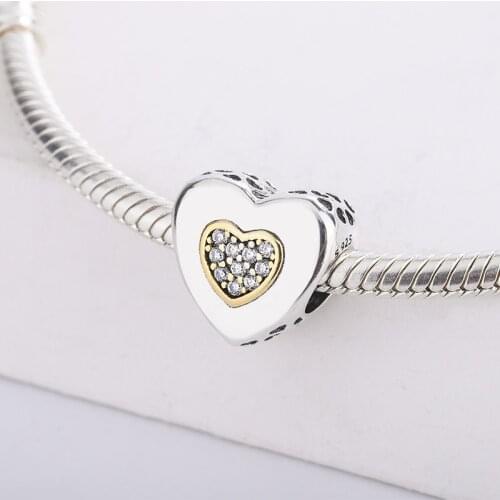 925 Sterling Silver Signature Heart Pendant Beads Charm Bracelet DIY Jewelry Making For Pandora Fashion Accessories