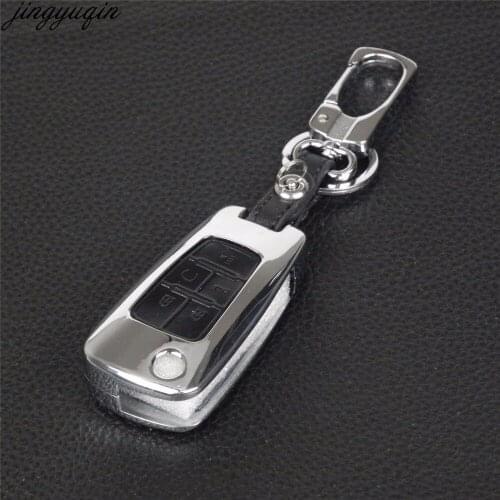 Jingyuqin Remote 5B Zinc Alloy+Leather Cover Case For Chevrolet Camaro/Cruze/Equinox/Impala/Malibu/Sonic For Buick LaCrosse