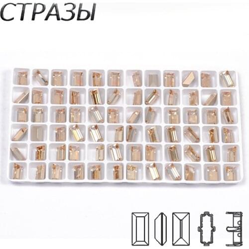 CTPA3bI Golden Shadow Color Baguette Shape Sew On Rhinestones Crystal Pointback Rhinestone With Setting Claw DIY Garments Dress