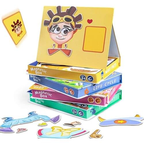 Change Face Magnetic Puzzles Kids Montessori Toy Educational Toys For Children Magnets Jigsaw Puzzle Games Book Drawing Board