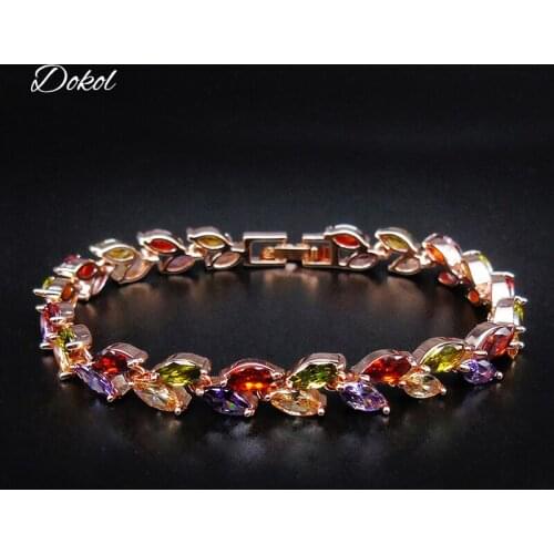 DOKOL Exquisite Wheat Shape Bracelets Marquise Cut AAA+ Cubic Zirconia Bangles Rose Gold Color bracelet femme DKB0002