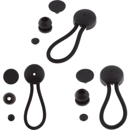3x Boat Cover Quick-On Tie-Down Strap Kit - Ball Bungee Bungie Cord Black