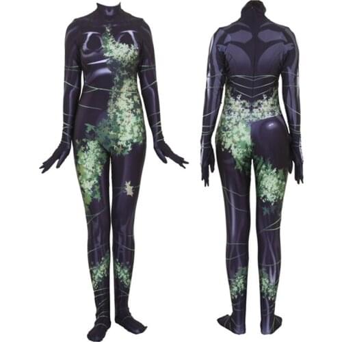 Birds of Prey Poison Ivy Cosplay Costume Lycra Spandex Zentai Bodysuit Suit Jumpsuits Women Super Heroes Halloween Adult Kids
