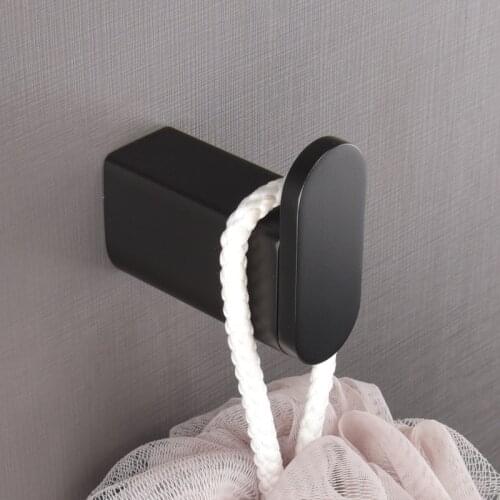 LuoDe Bathroom Sets 304 Stainless Steel Material Black Paper Holder Towel Rack Robe Clothes Hook Brushed