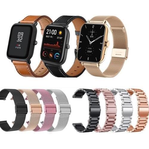 Metal Strap For Xiaomi Amazfit GTS 2 Mini Bracelet Watchband For Huami Amazfit Bip U Pro S GTS2 2e GTR 2 Band Leather Strap