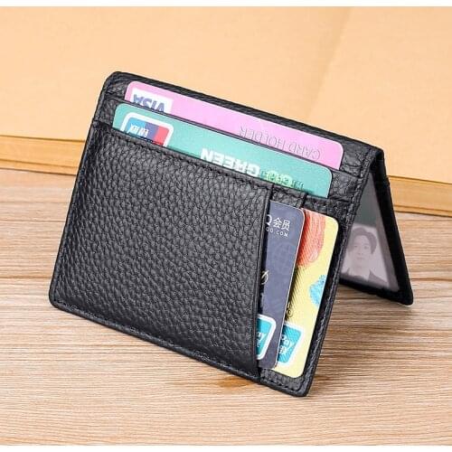 Fashion Man Small Cow Leather Wallet Mens Mini Purse Money Bag Credit Card Holder drop shipping