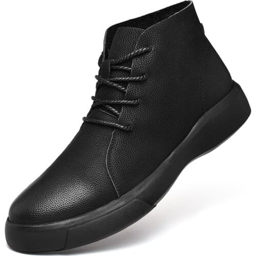 Mens boots leather handmade mens lager size Casual shoes mens lace-up Ankle boots Winter Warm Boots