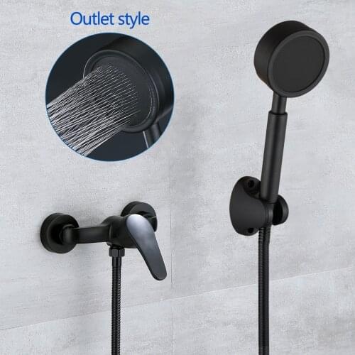 Bathroom Shower Set Matte Black Bath Faucet Mixer Tap Hot Cold Water With High-pressure Shower Head Set Wall Mounted Shower Set