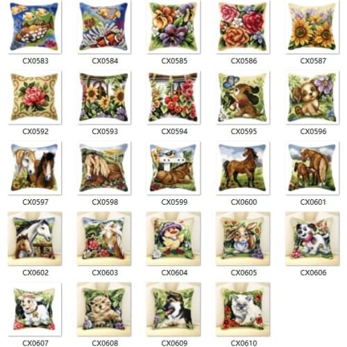Cats styles DIY Needlework Kit Acrylic Yarn Embroidery Pillow Tapestry Canvas Cushion Front Cross Stitch Pillowcase
